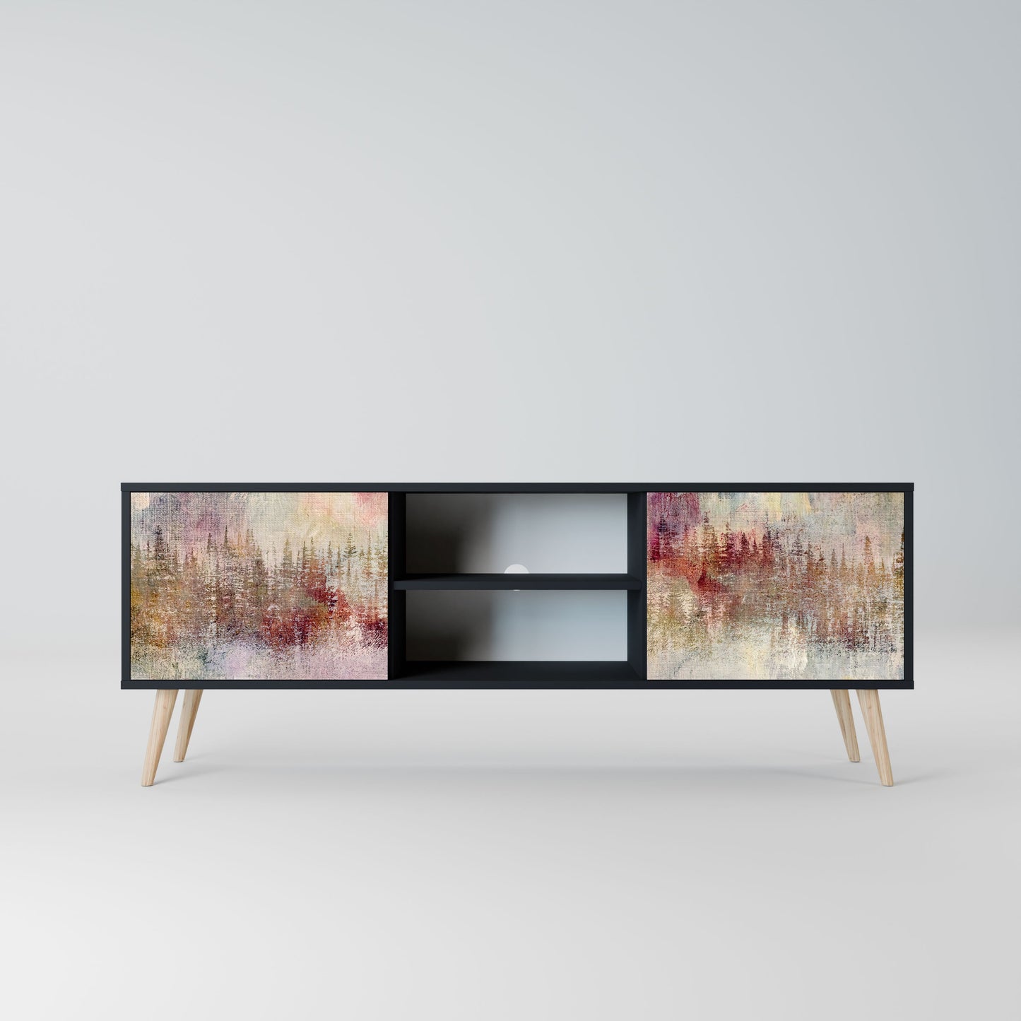 VEILED SUMMIT 2-Door TV Stand in Black Finish