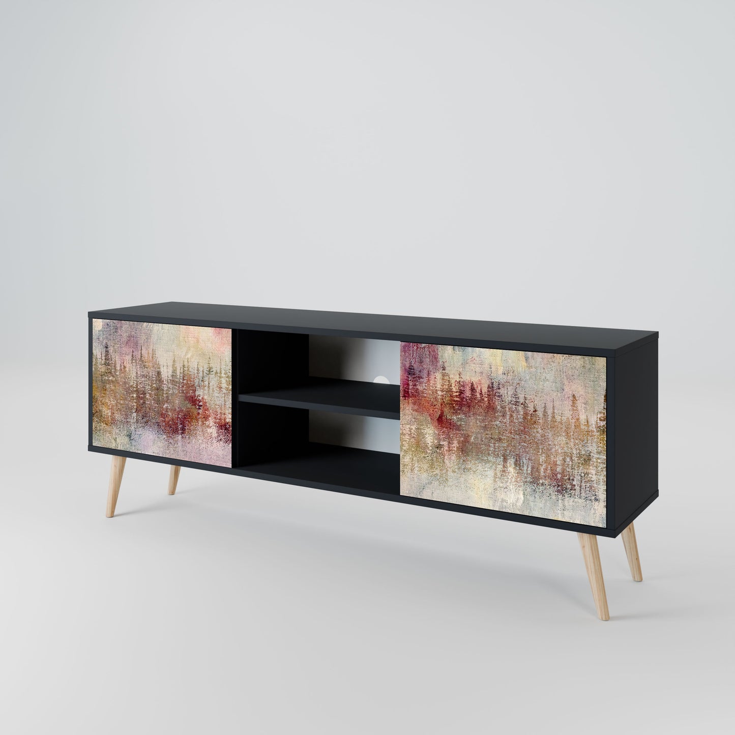 VEILED SUMMIT 2-Door TV Stand in Black Finish