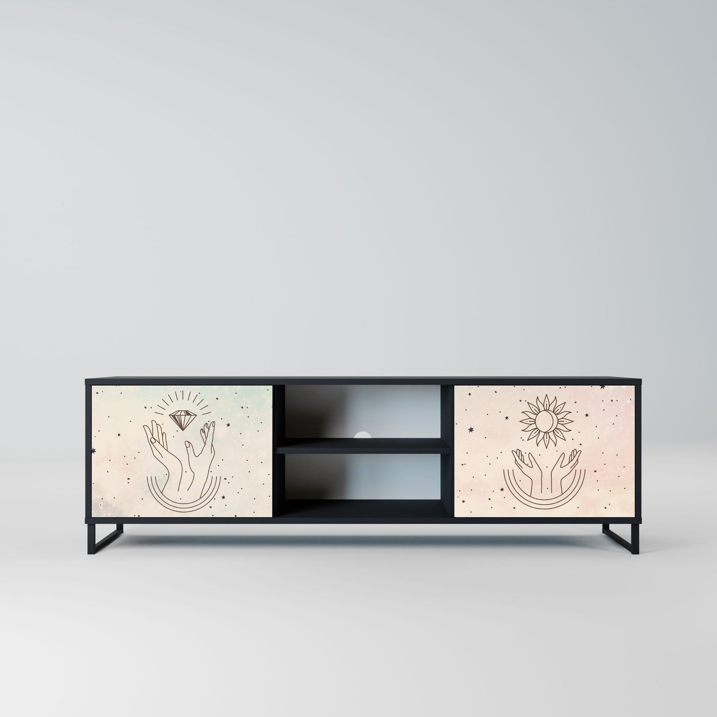 Mobile TV DELICATE BEAUTY a 2 ante con finitura nera