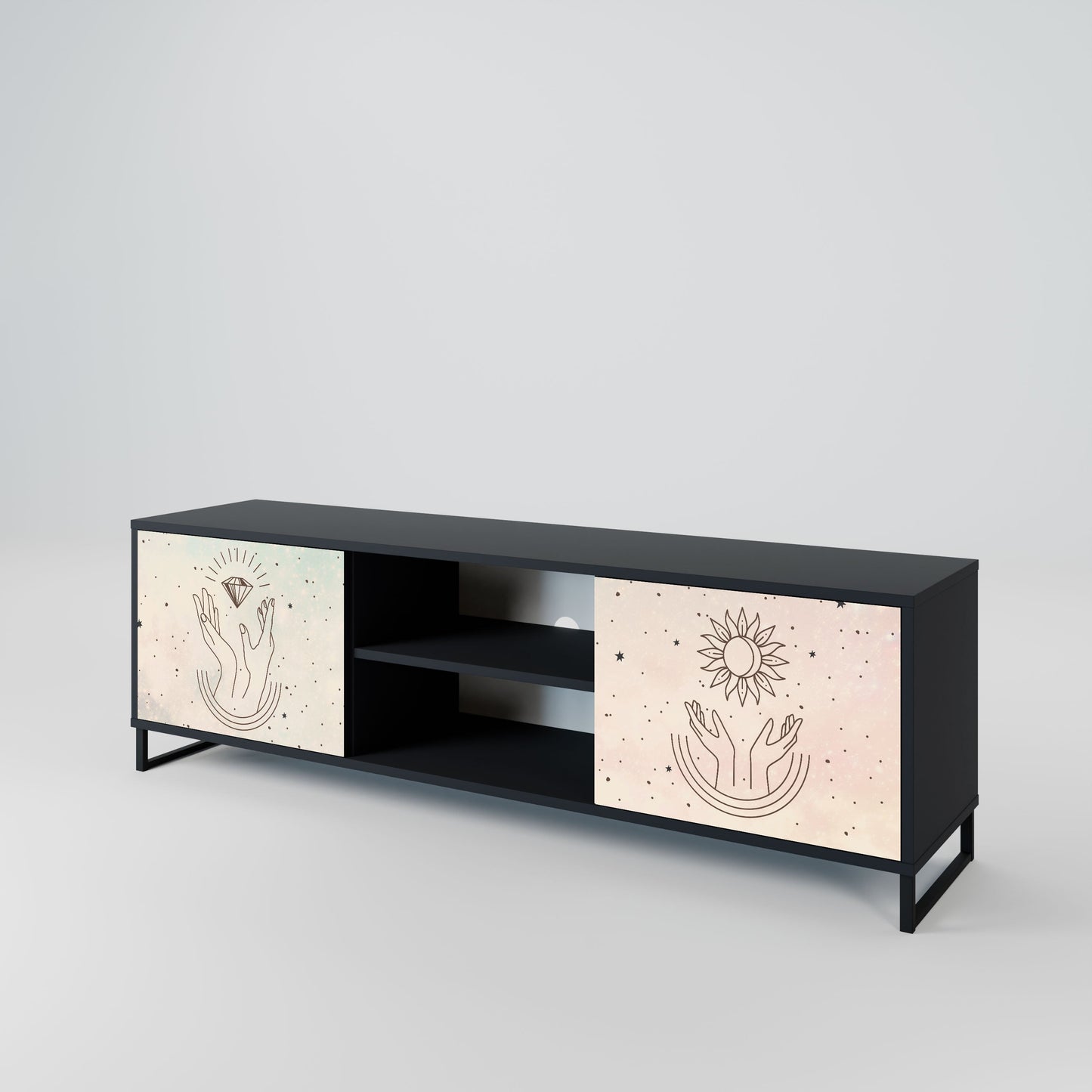 Mobile TV DELICATE BEAUTY a 2 ante con finitura nera