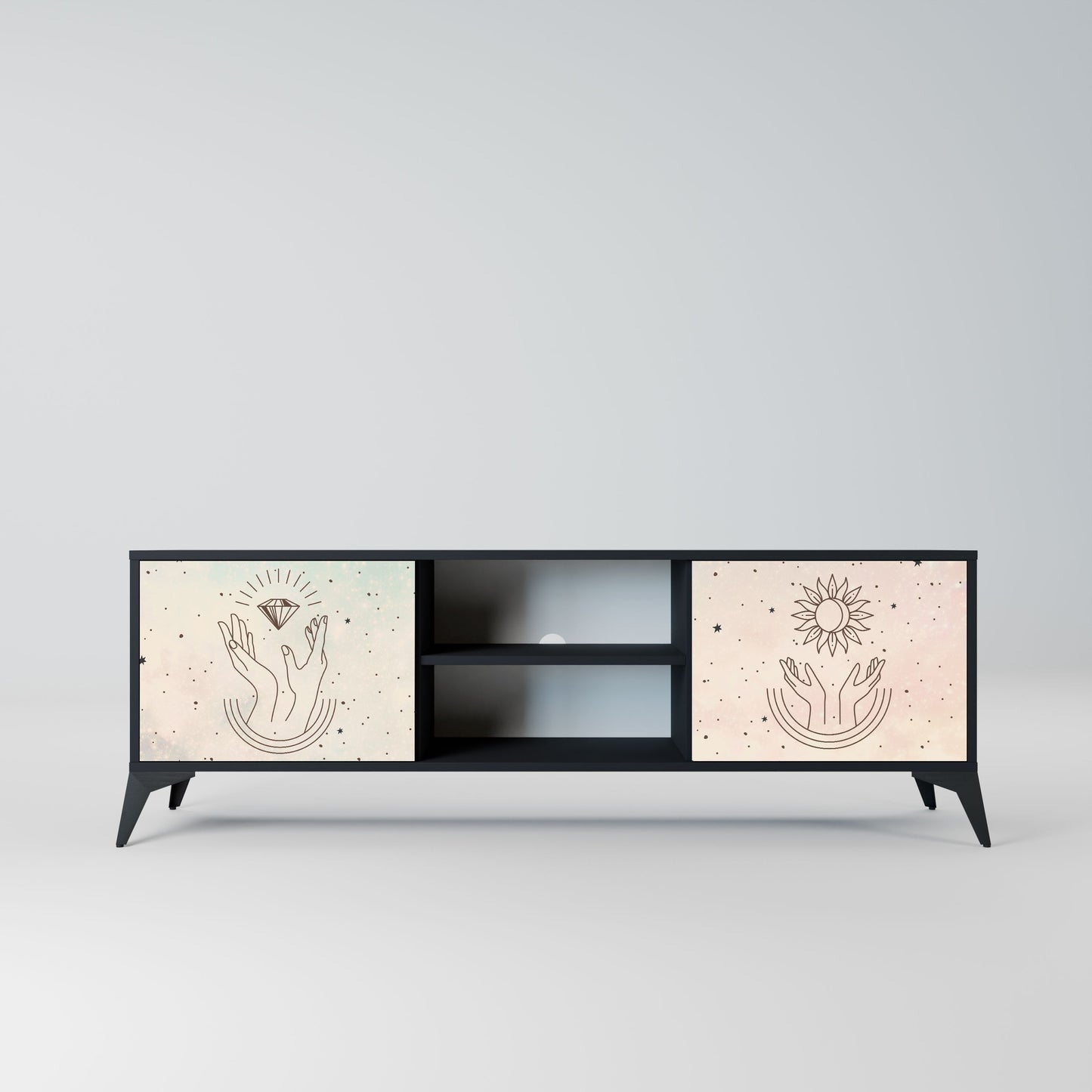 Mobile TV DELICATE BEAUTY a 2 ante con finitura nera