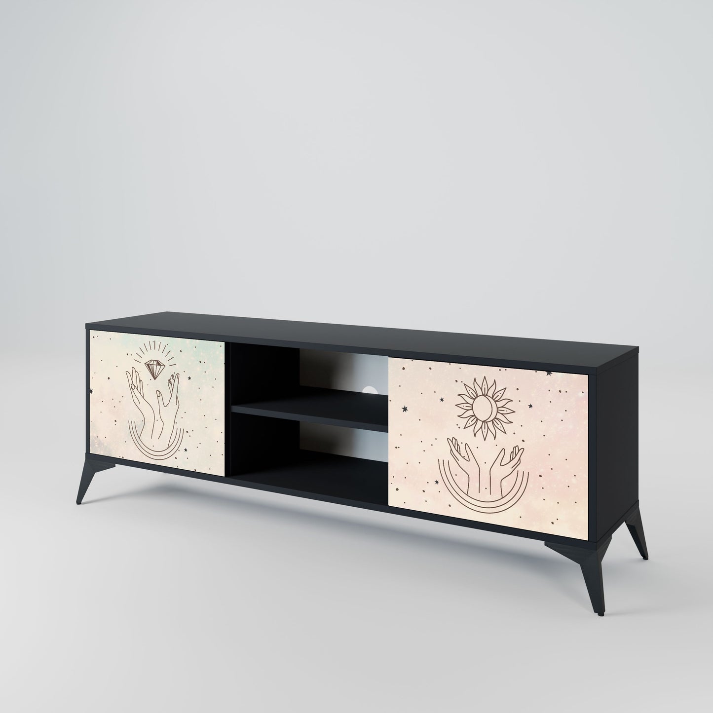 Mobile TV DELICATE BEAUTY a 2 ante con finitura nera