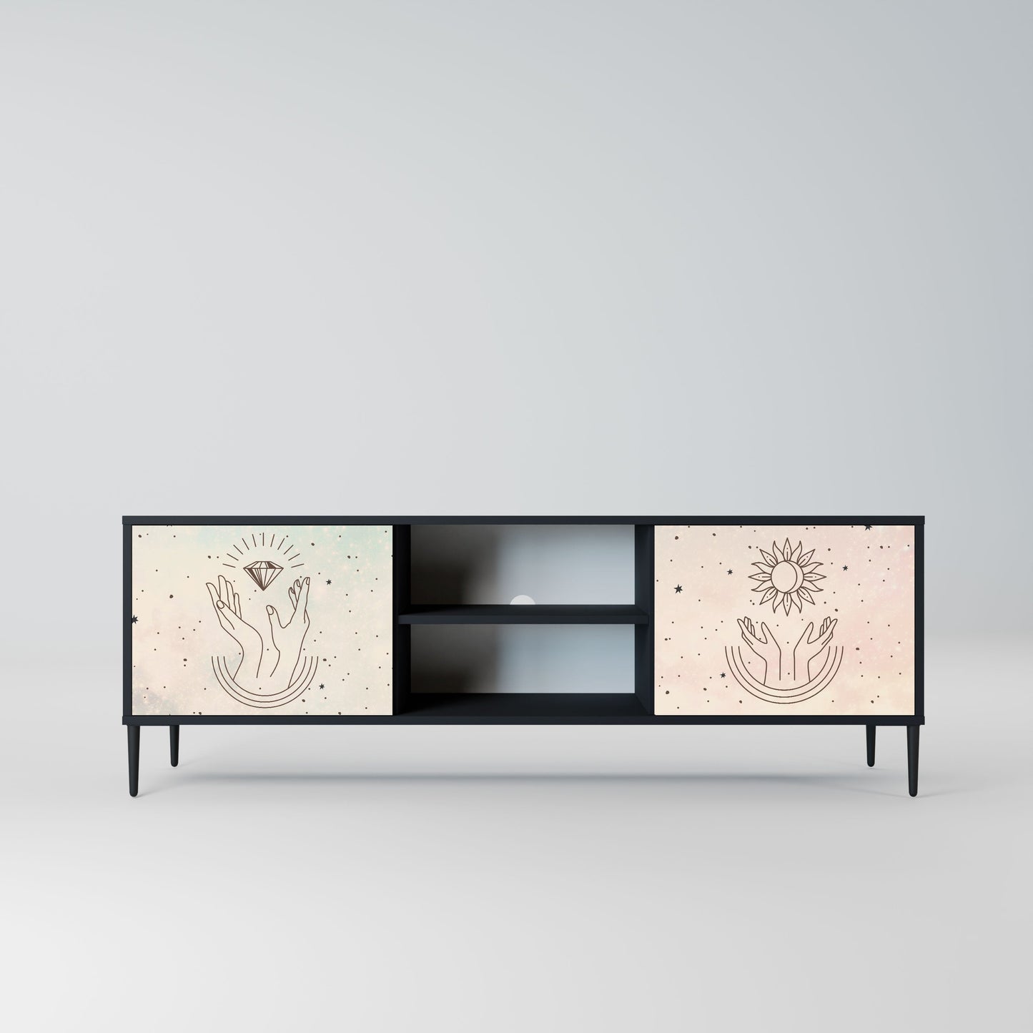 Mobile TV DELICATE BEAUTY a 2 ante con finitura nera