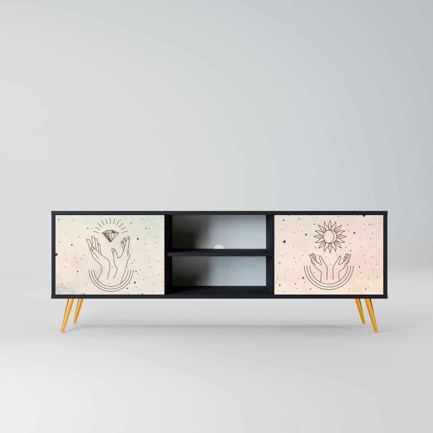 Mobile TV DELICATE BEAUTY a 2 ante con finitura nera