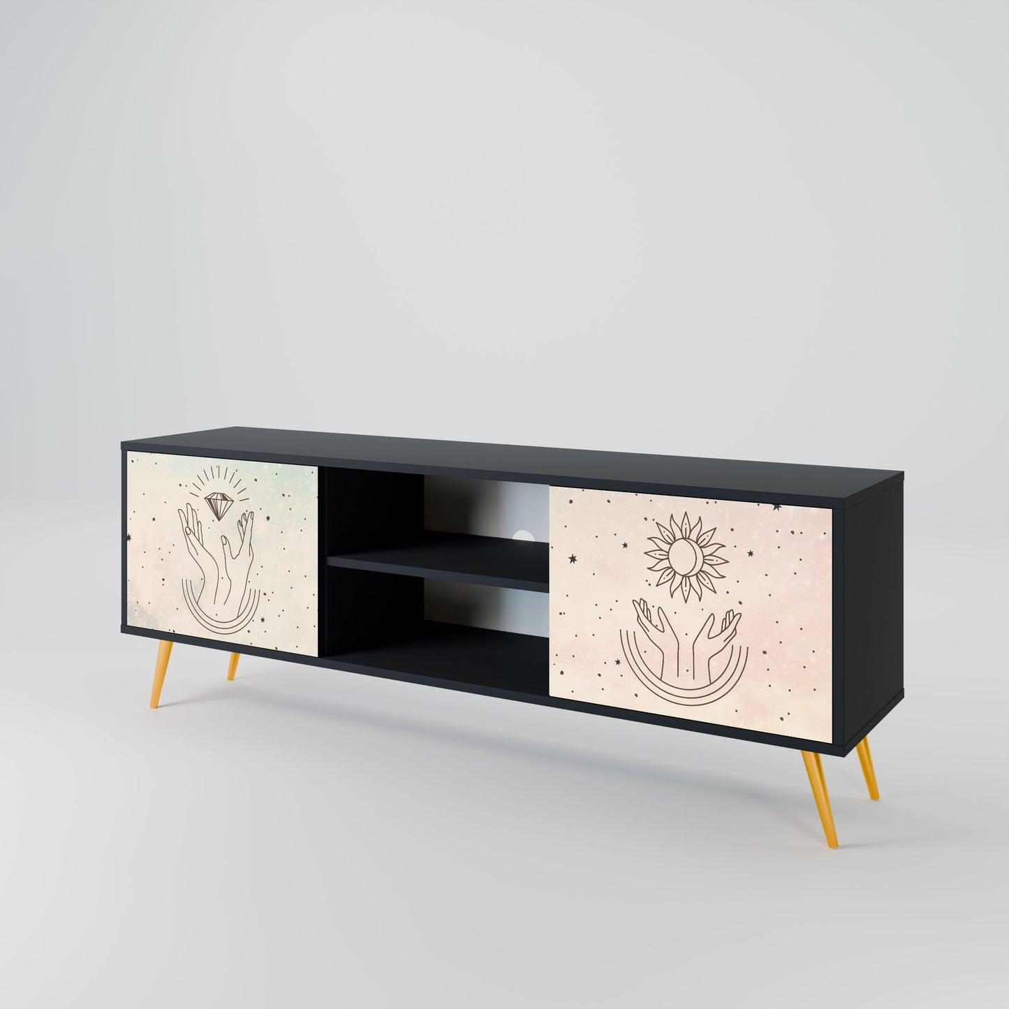 Mobile TV DELICATE BEAUTY a 2 ante con finitura nera