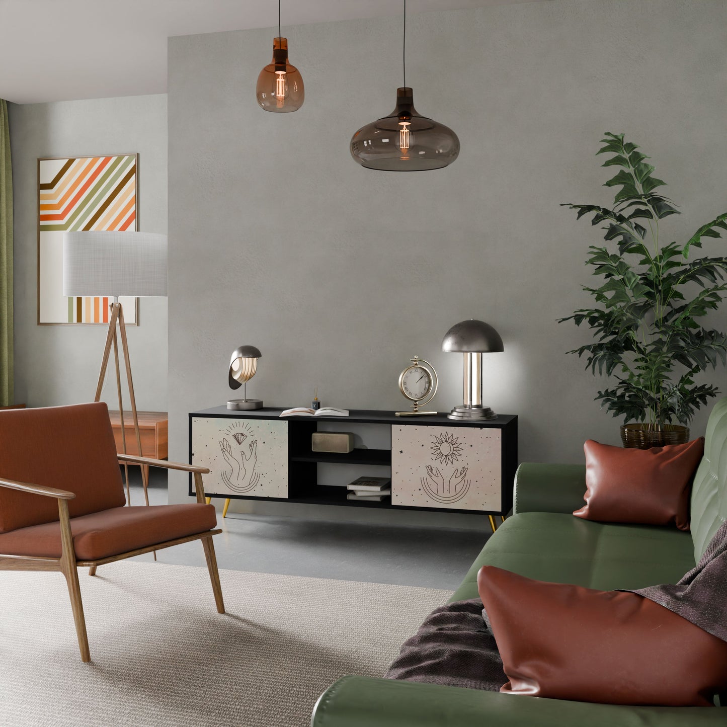 Mobile TV DELICATE BEAUTY a 2 ante con finitura nera