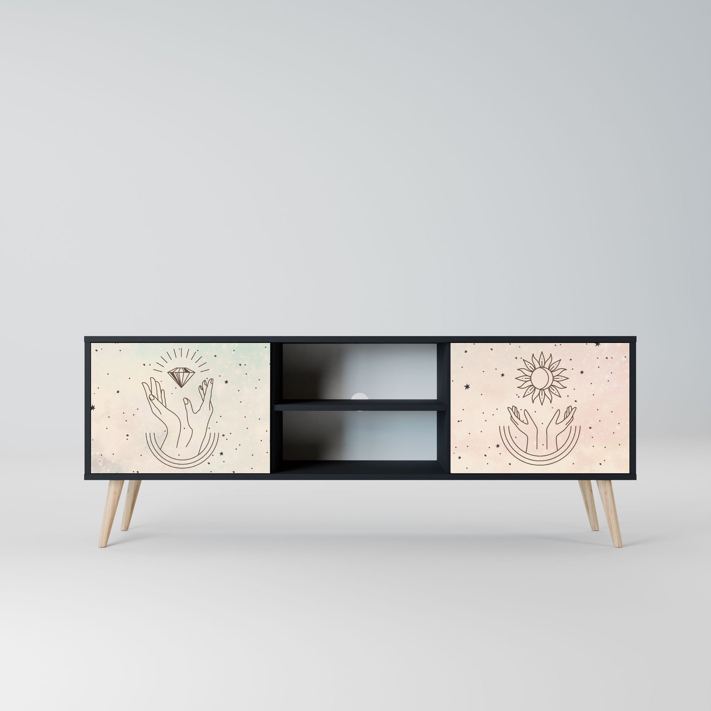 Mobile TV DELICATE BEAUTY a 2 ante con finitura nera