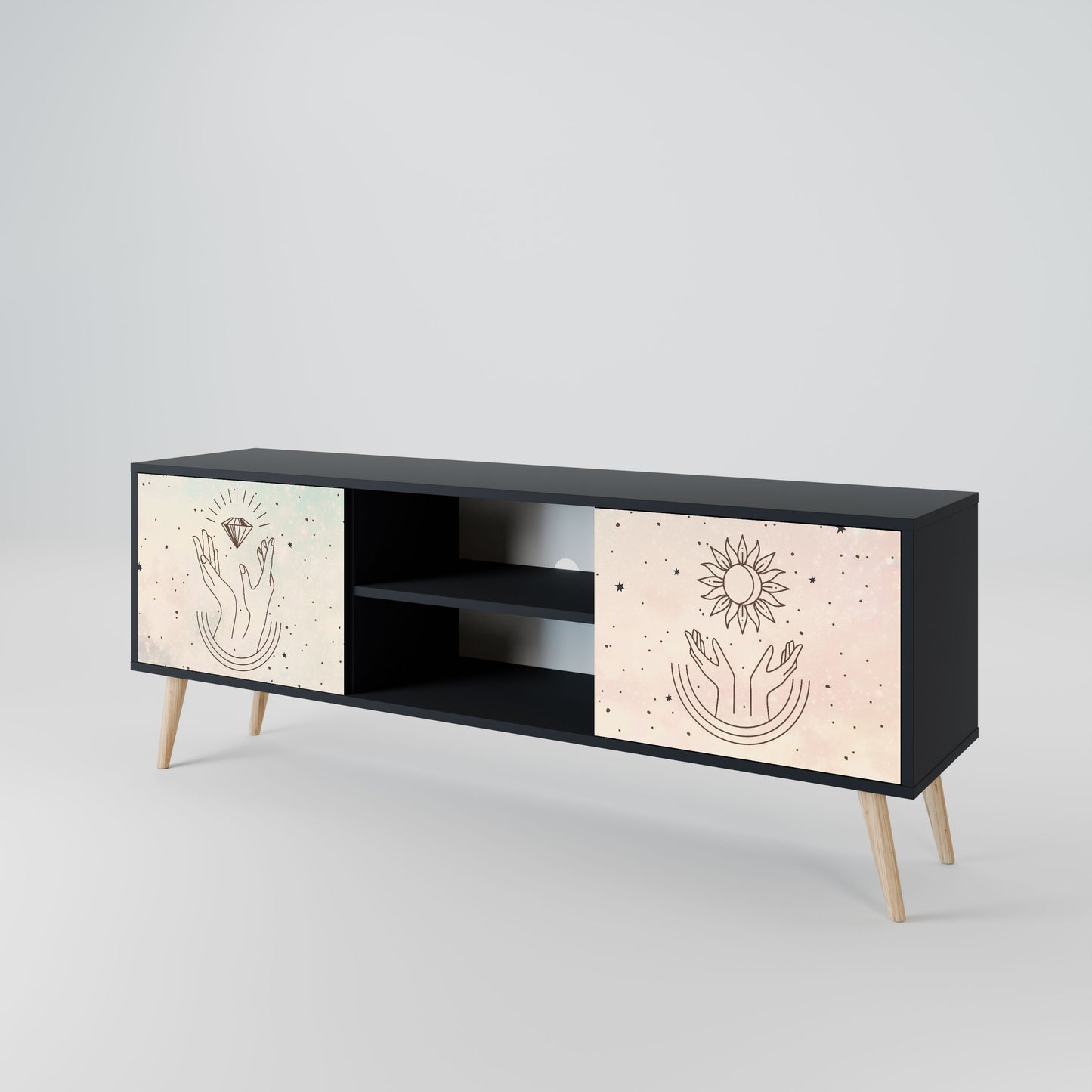 Mobile TV DELICATE BEAUTY a 2 ante con finitura nera