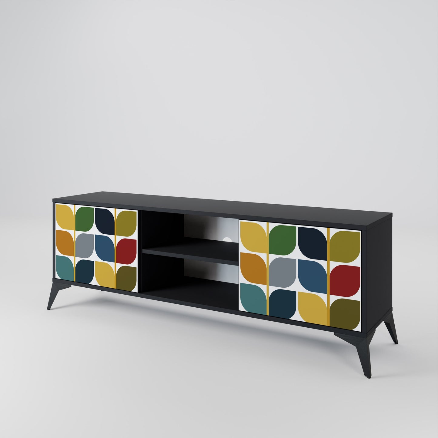 WEIGHTLESS HOURS 2-Door TV Stand in Black Finish