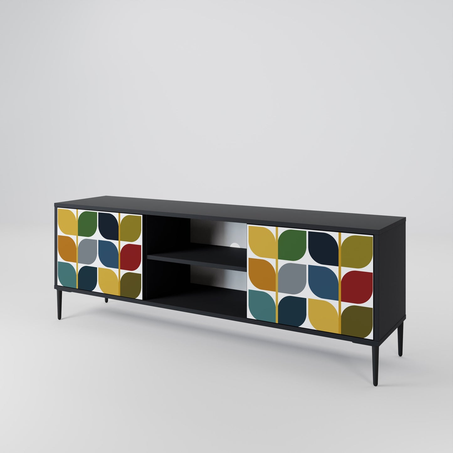 WEIGHTLESS HOURS 2-Door TV Stand in Black Finish