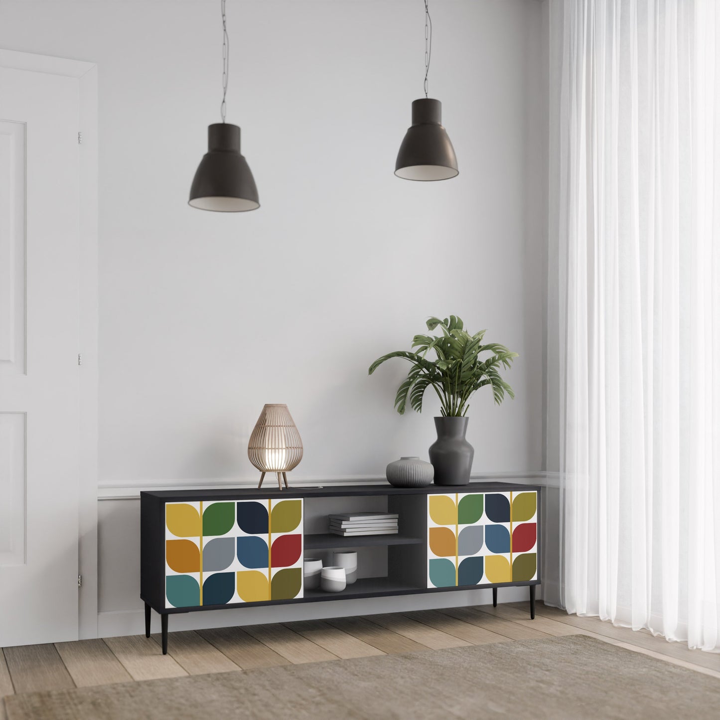 WEIGHTLESS HOURS 2-Door TV Stand in Black Finish