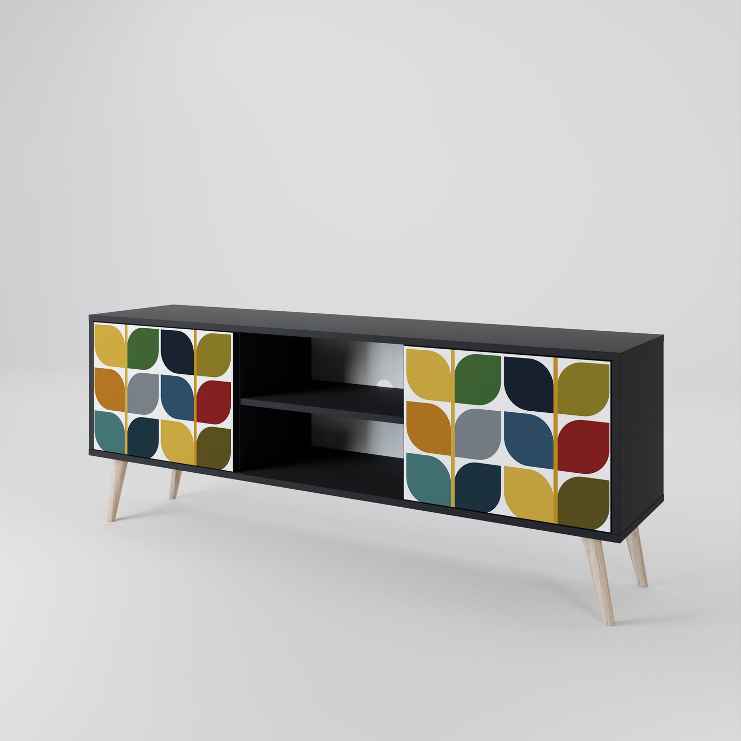 WEIGHTLESS HOURS 2-Door TV Stand in Black Finish