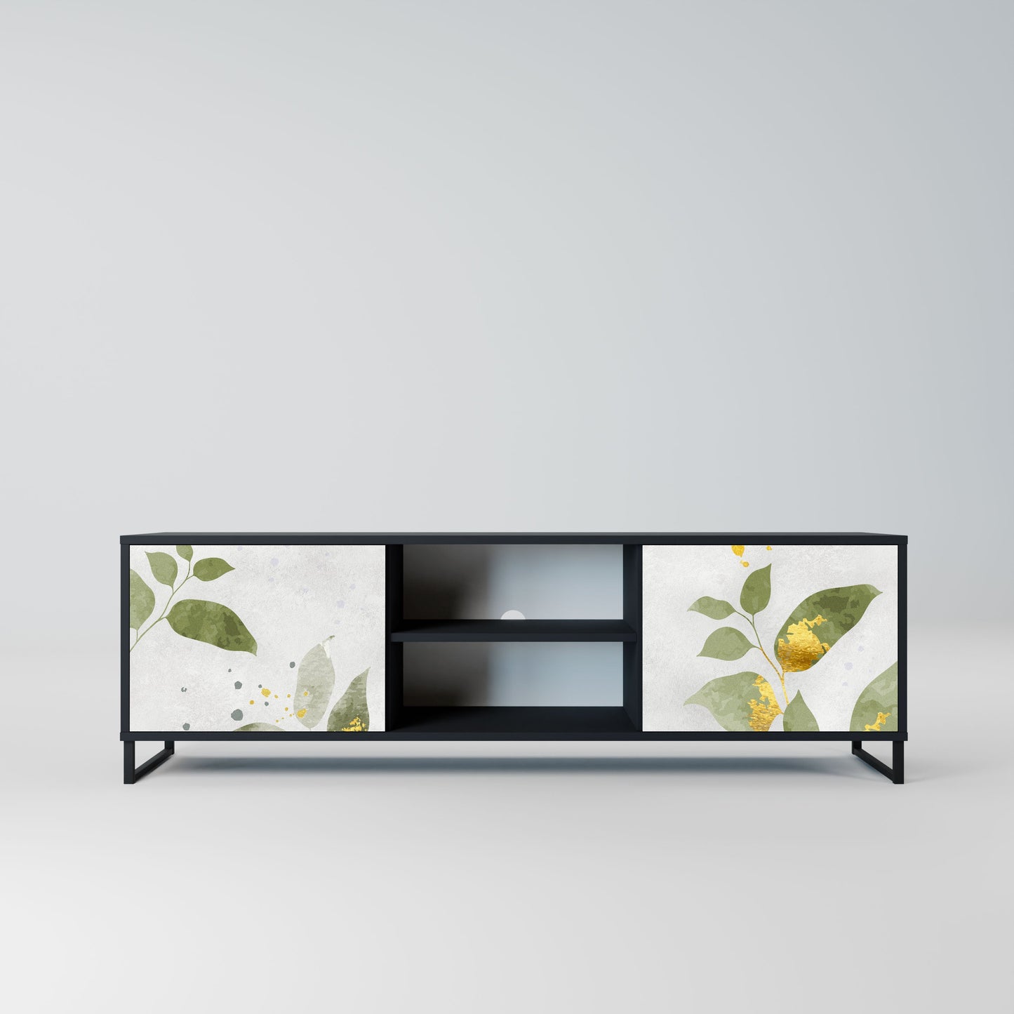 ELEGANT BOTANICS 2-Door TV Stand in Black Finish