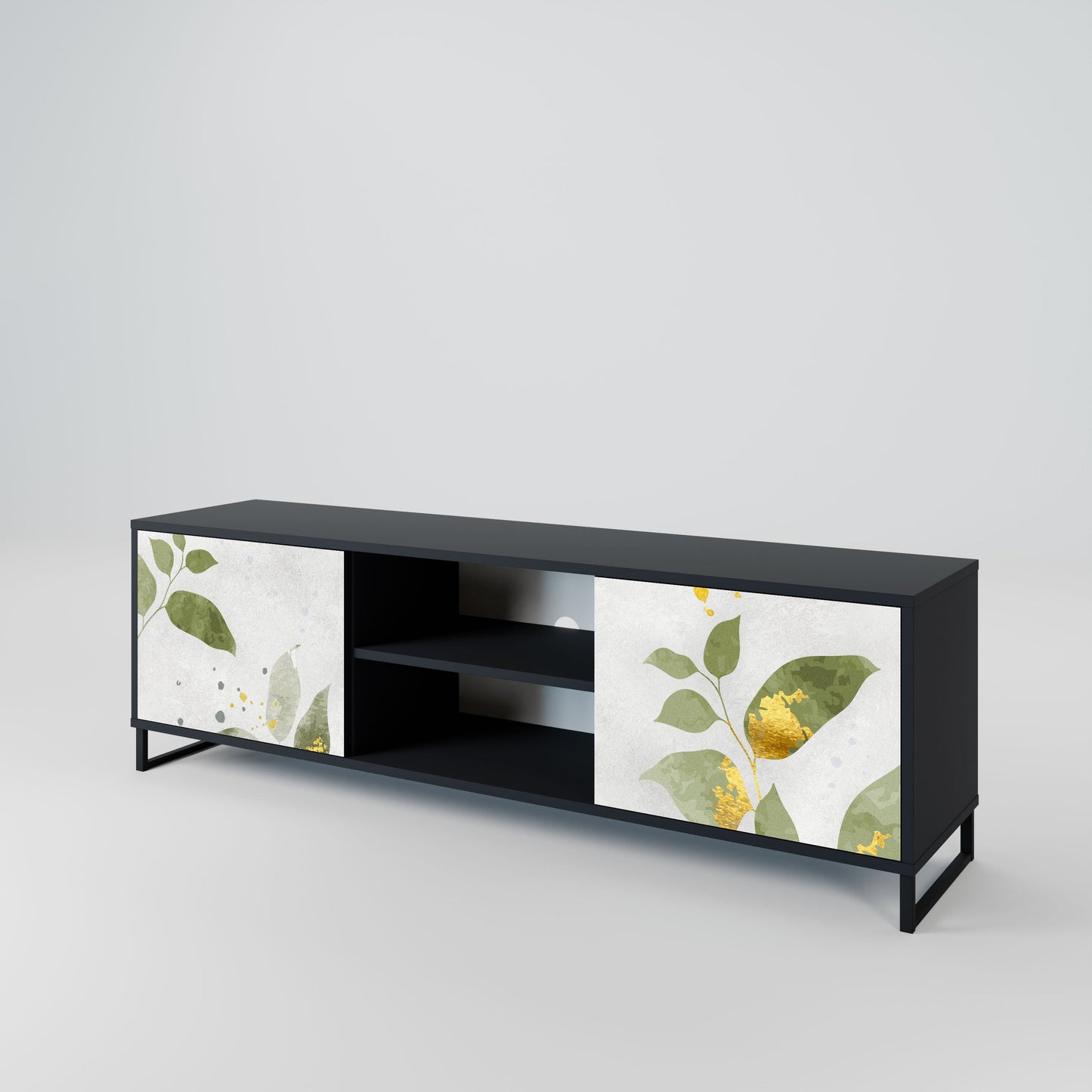 ELEGANT BOTANICS 2-Door TV Stand in Black Finish