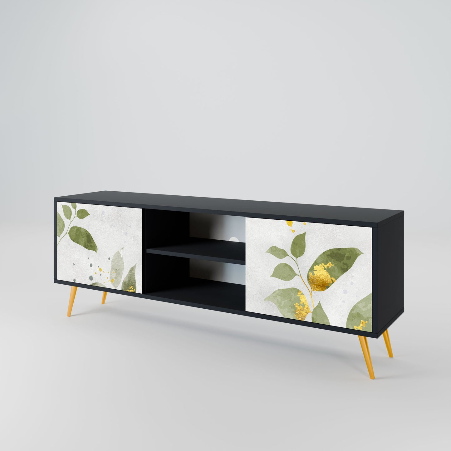 ELEGANT BOTANICS 2-Door TV Stand in Black Finish