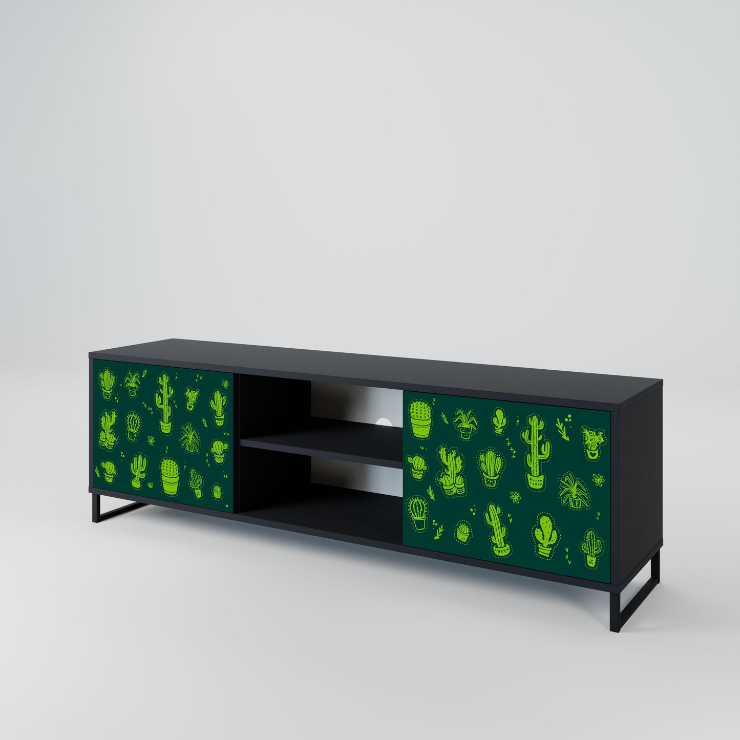 DESERT GREEN 2-Door TV Stand in Black Finish