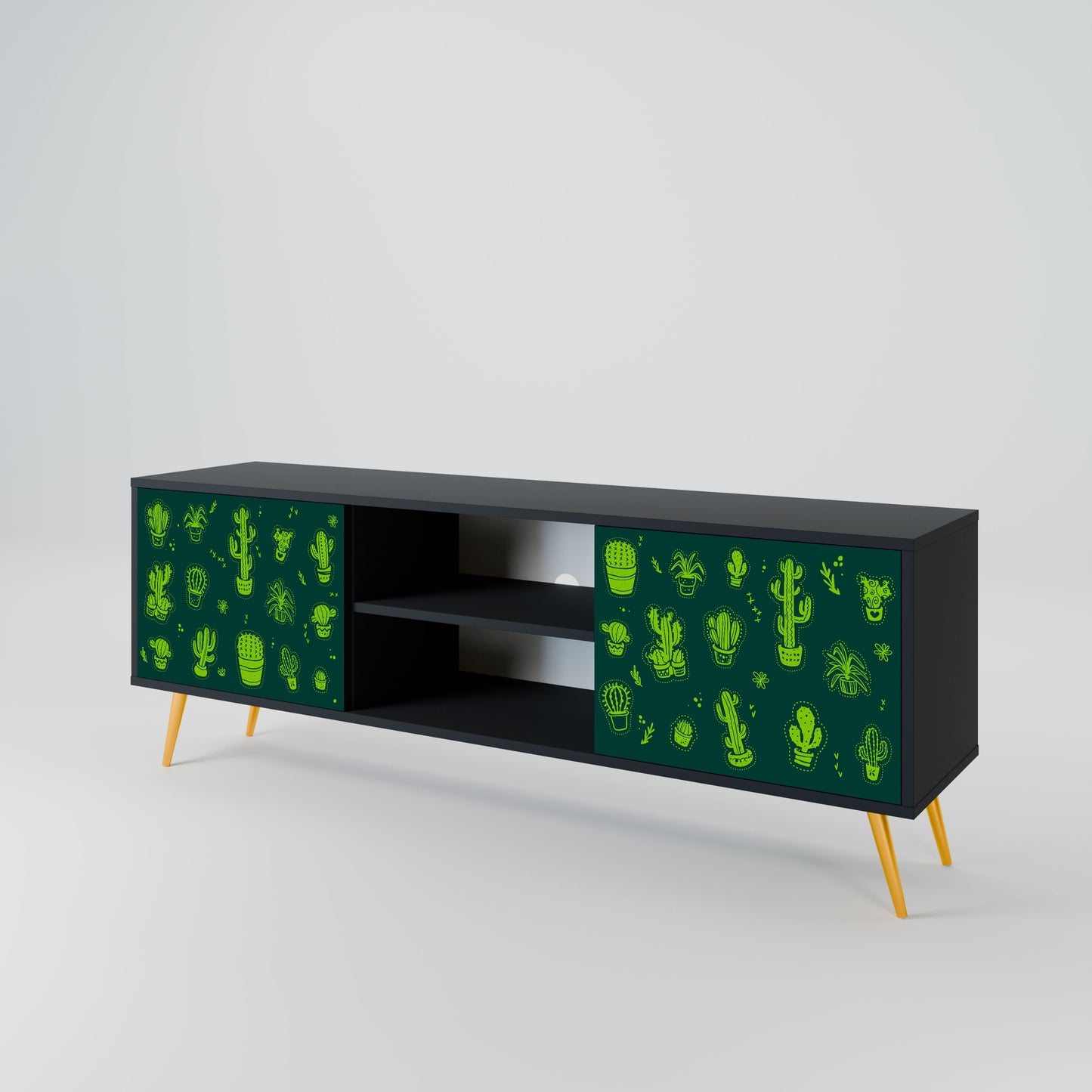 DESERT GREEN 2-Door TV Stand in Black Finish