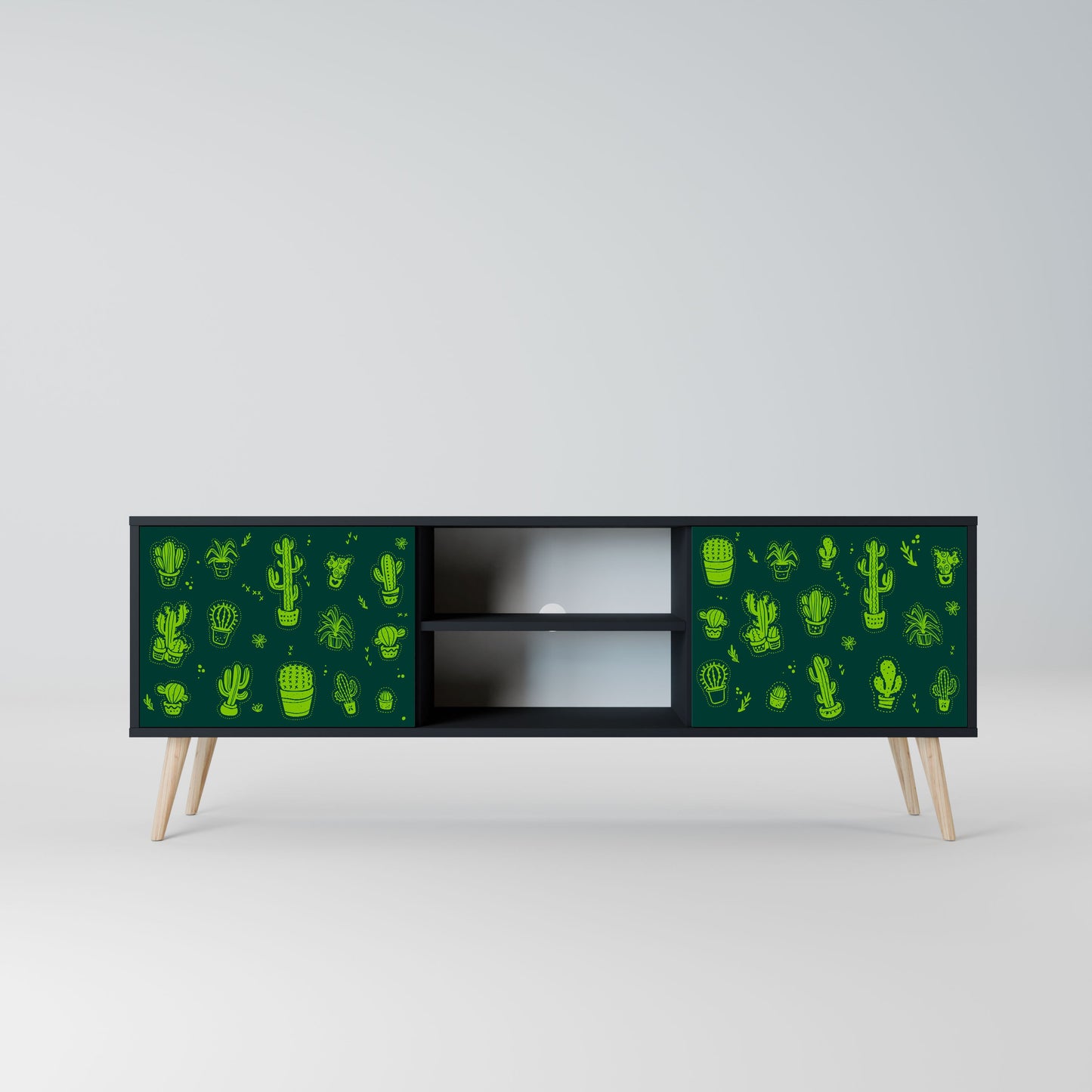 DESERT GREEN 2-Door TV Stand in Black Finish