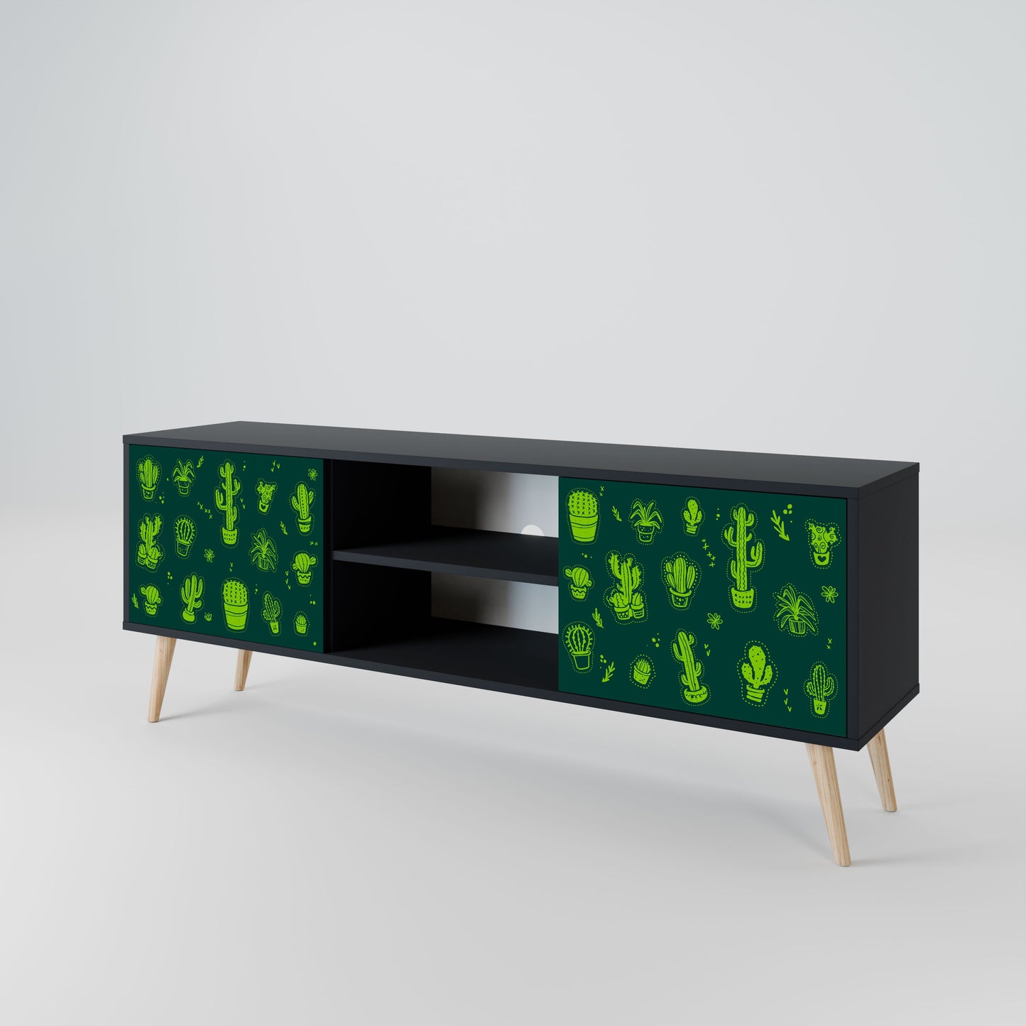 DESERT GREEN 2-Door TV Stand in Black Finish