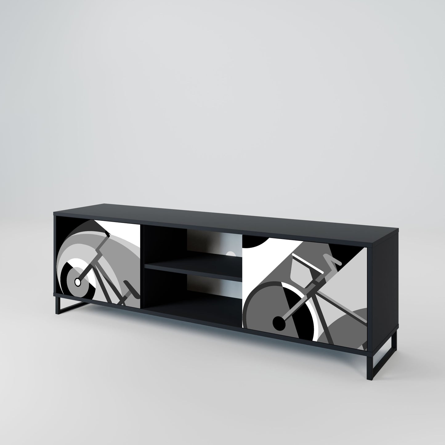 BIKE ENERGY 2-Door TV Stand in Black Finish