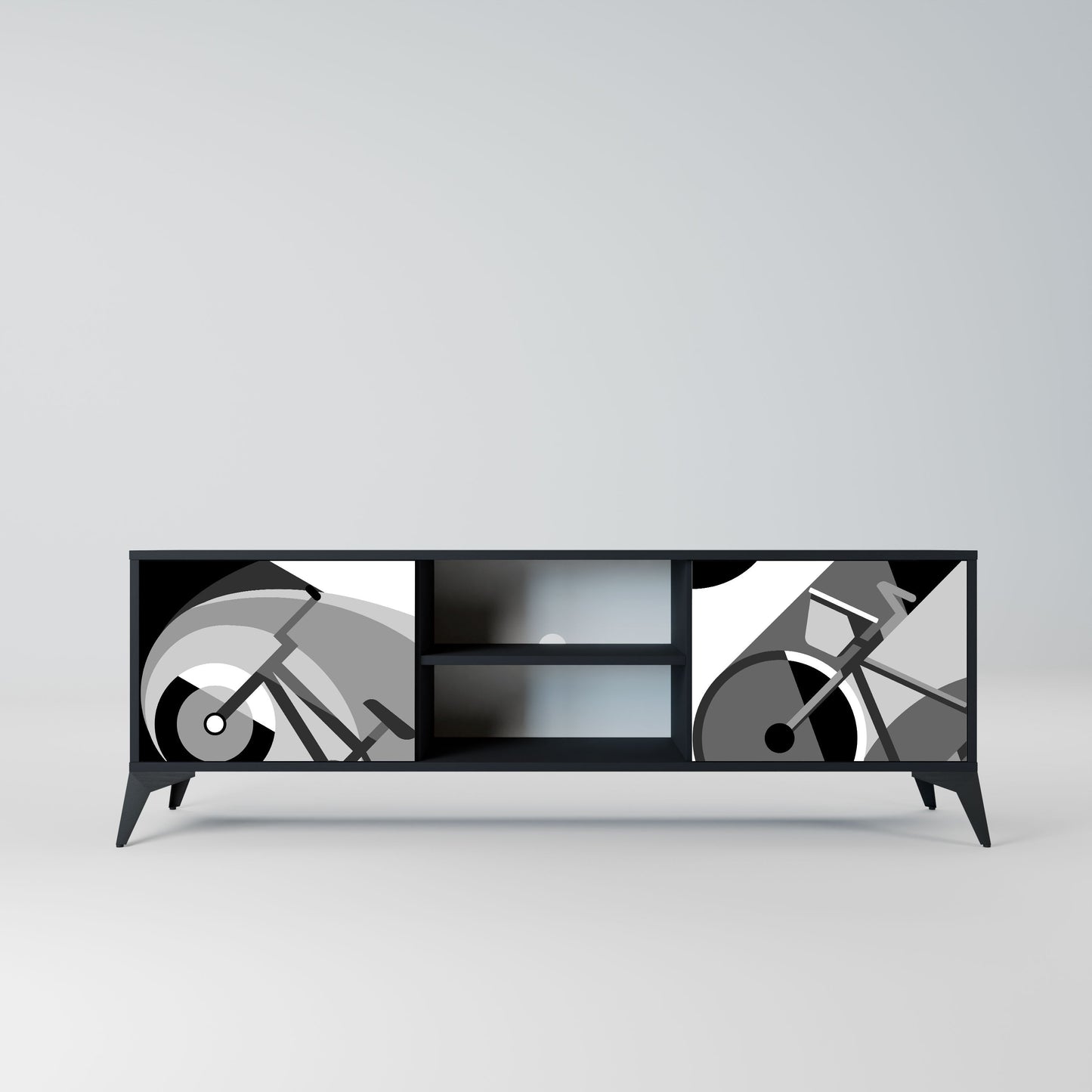 BIKE ENERGY 2-Door TV Stand in Black Finish