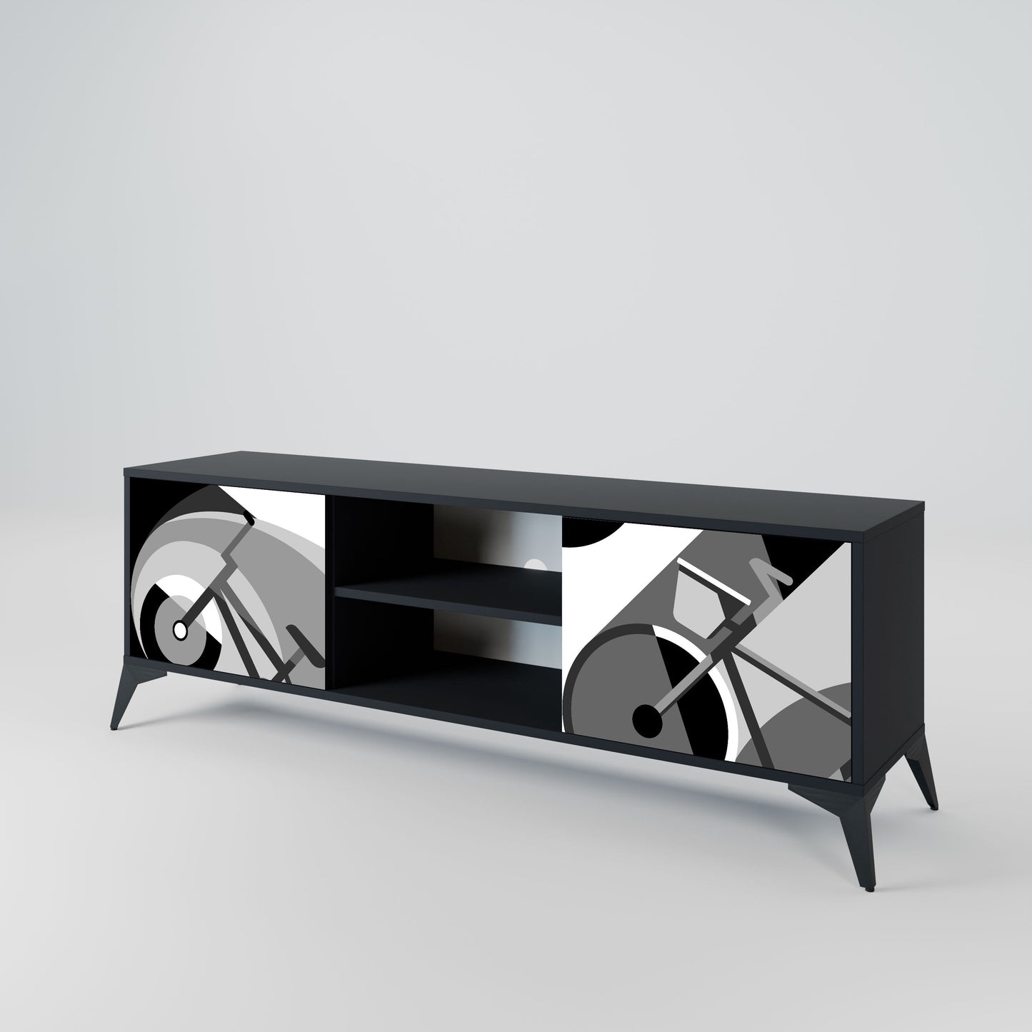 BIKE ENERGY 2-Door TV Stand in Black Finish