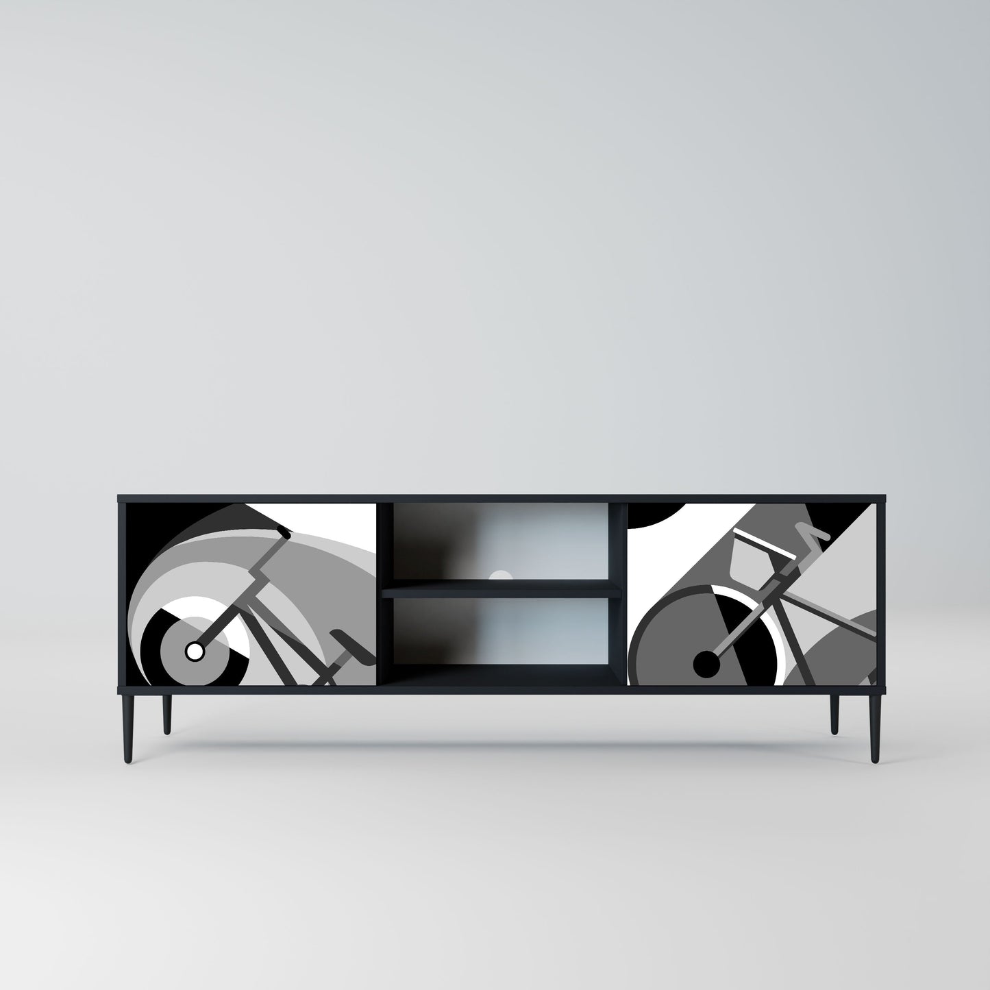 BIKE ENERGY 2-Door TV Stand in Black Finish