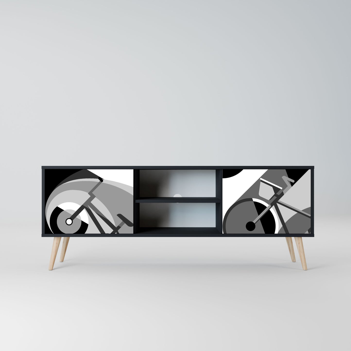 BIKE ENERGY 2-Door TV Stand in Black Finish