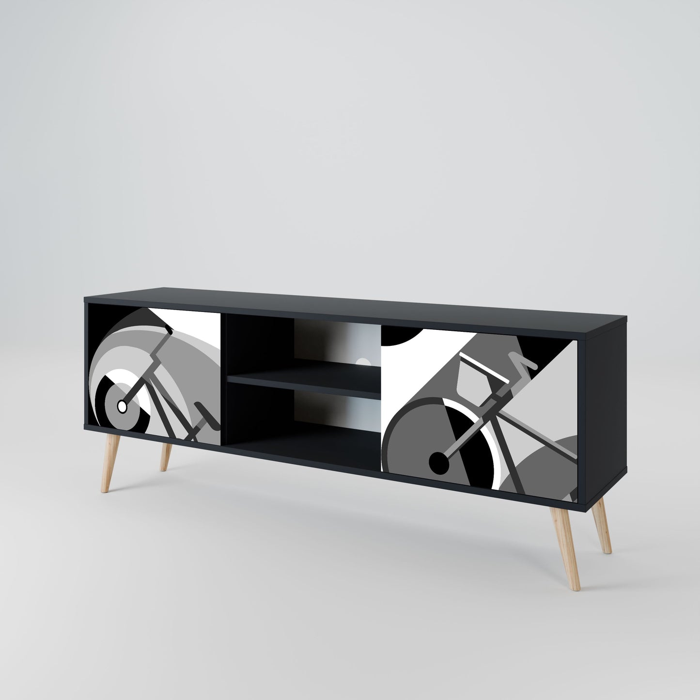 BIKE ENERGY 2-Door TV Stand in Black Finish