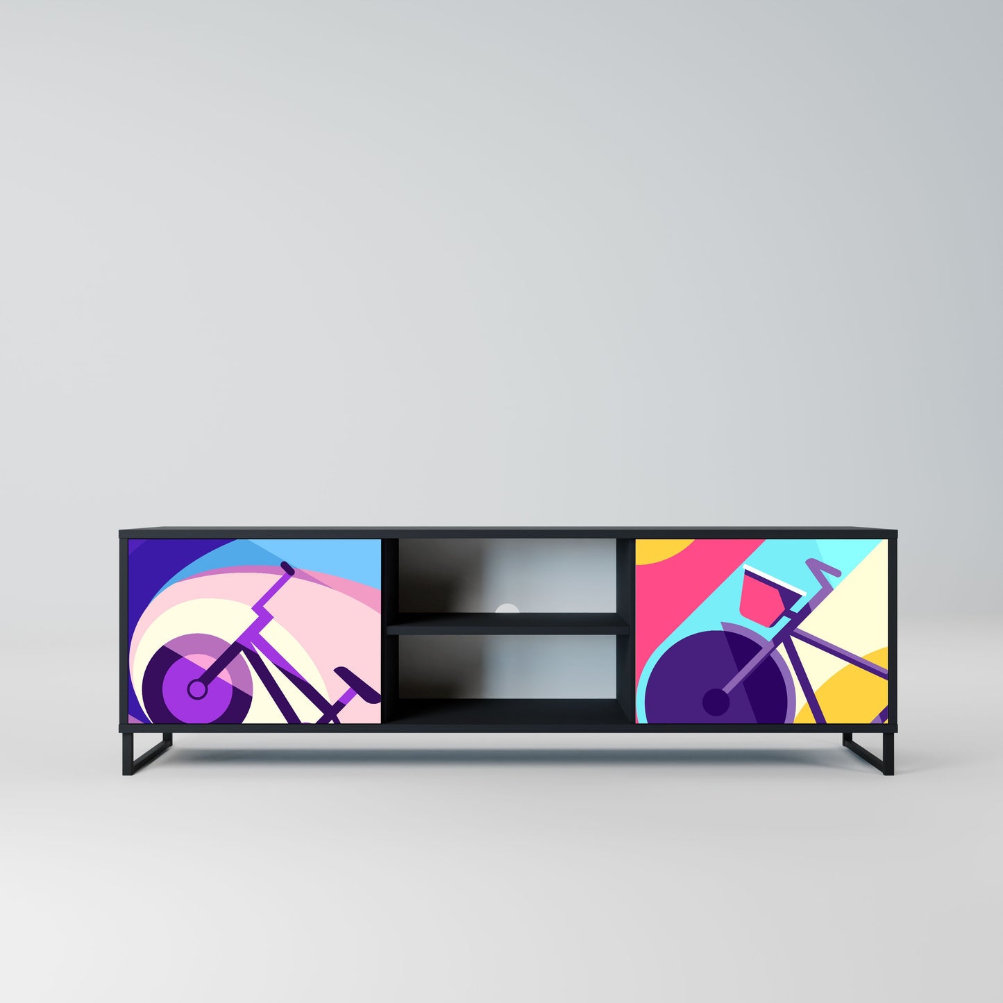BIKE DREAMS 2-Door TV Stand in Black Finish