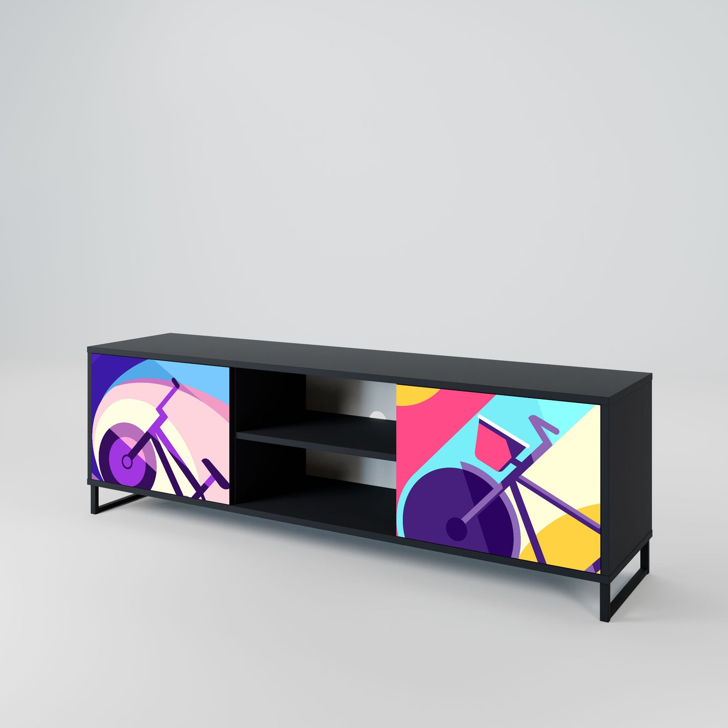 BIKE DREAMS 2-Door TV Stand in Black Finish