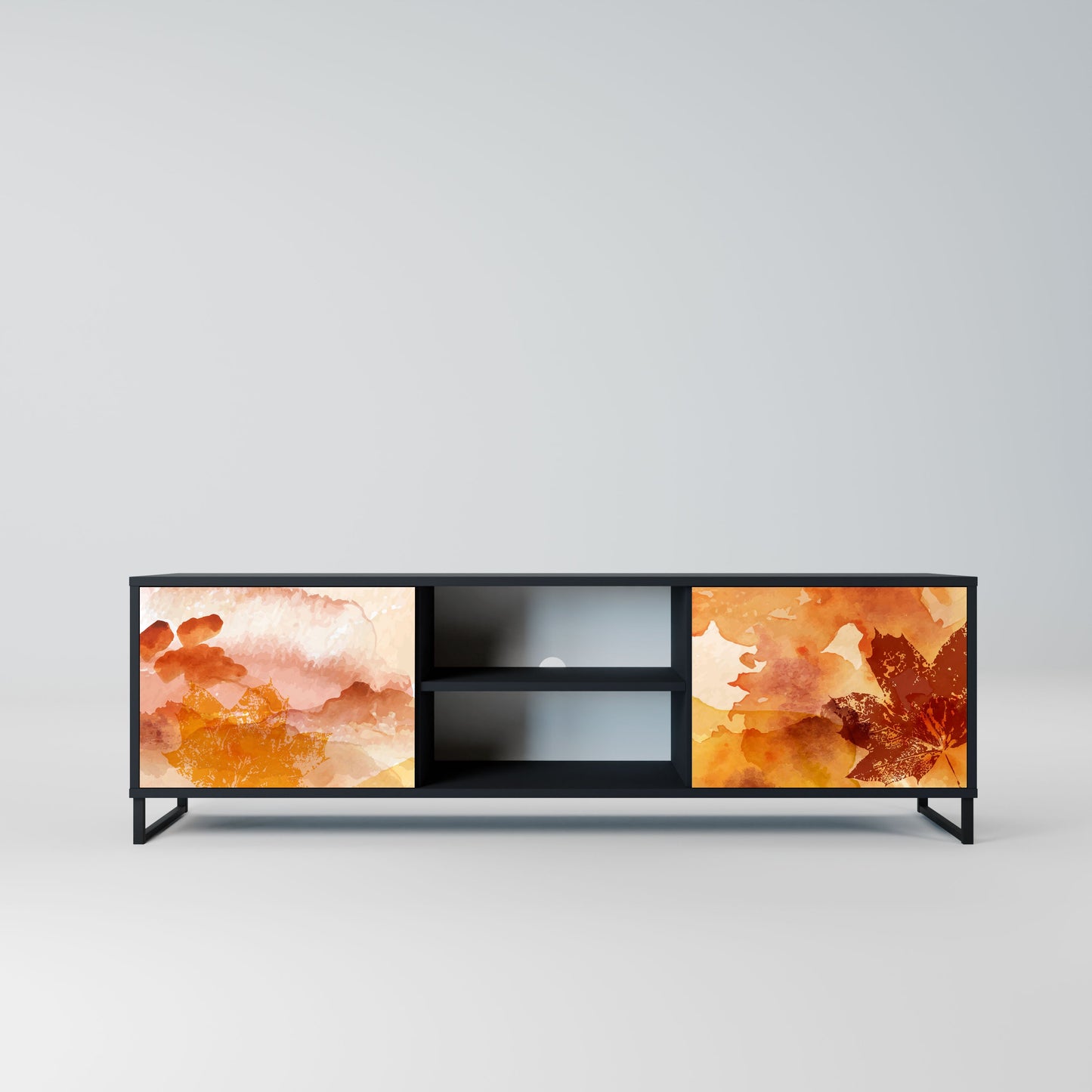 TRACES OF AUTUMN 2-Door TV Stand in Black Finish