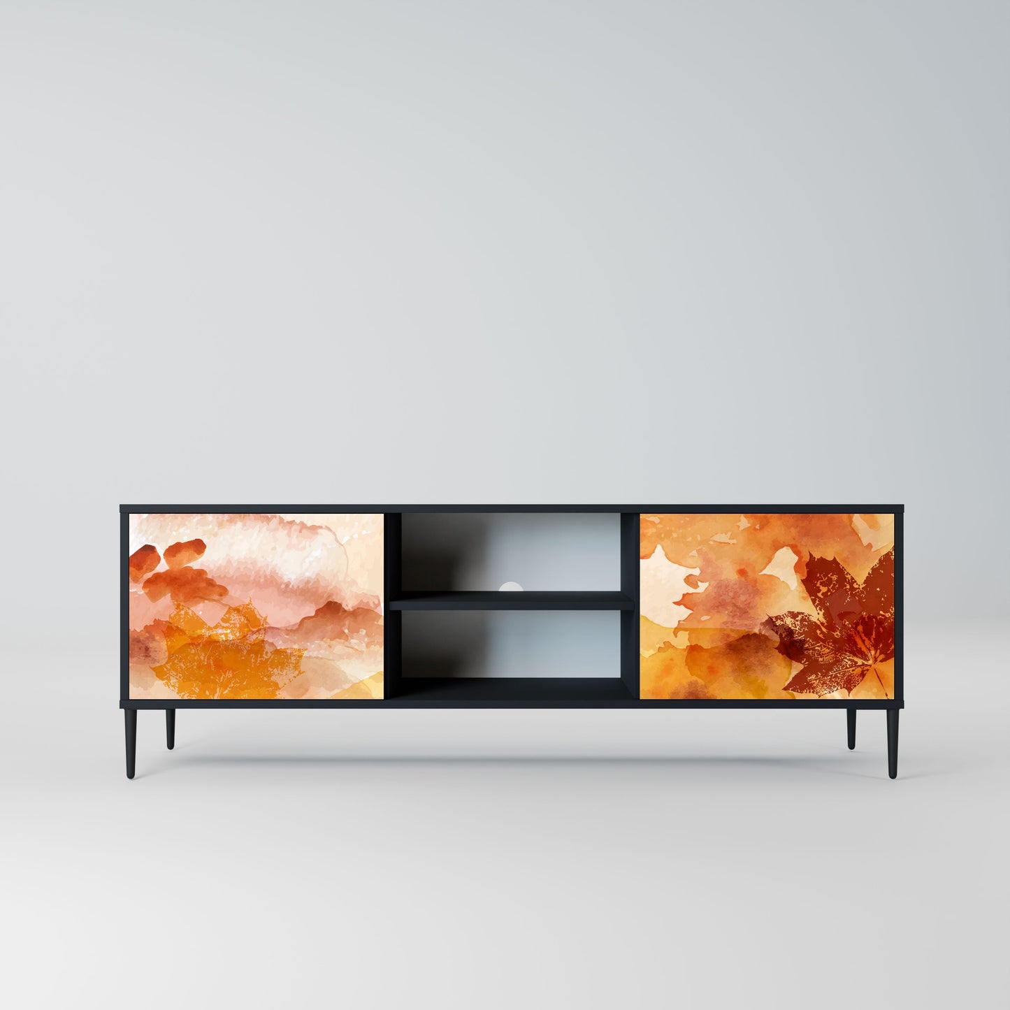 TRACES OF AUTUMN 2-Door TV Stand in Black Finish