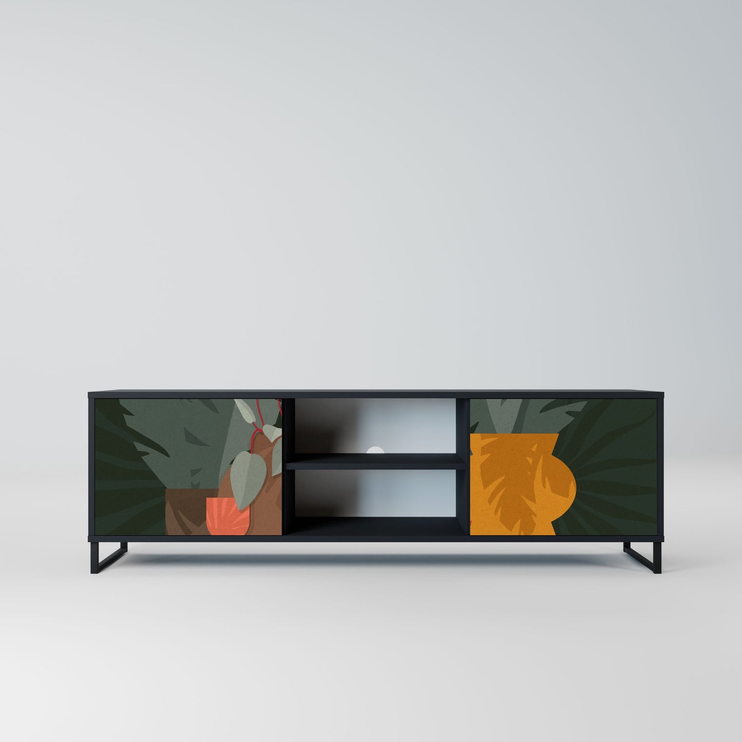 TROPICAL COMPOSITION 2-Door TV Stand in Black Finish