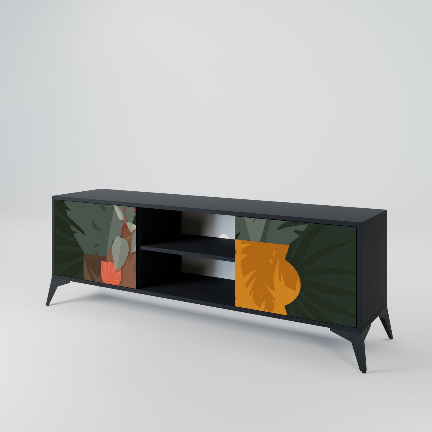 TROPICAL COMPOSITION 2-Door TV Stand in Black Finish