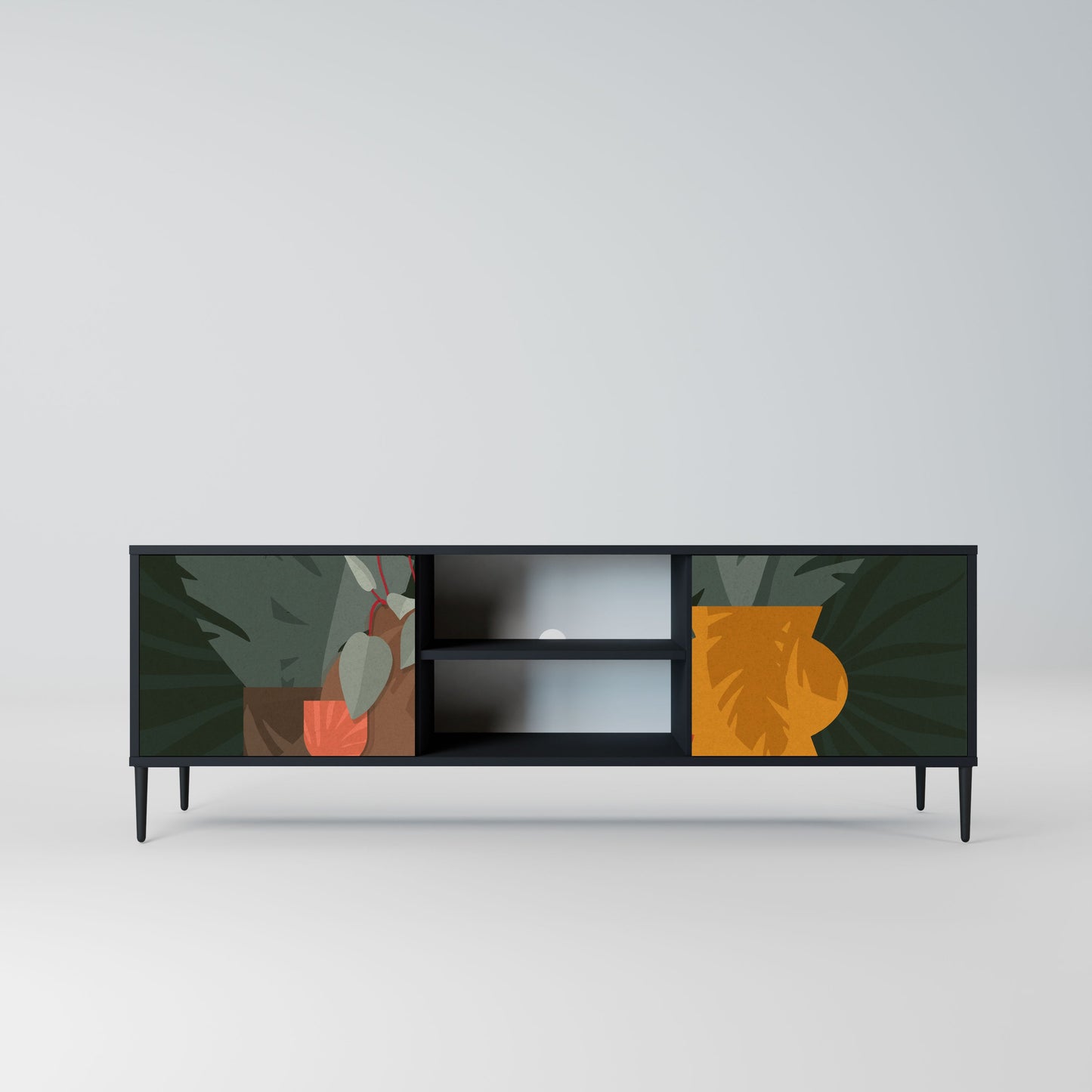TROPICAL COMPOSITION 2-Door TV Stand in Black Finish