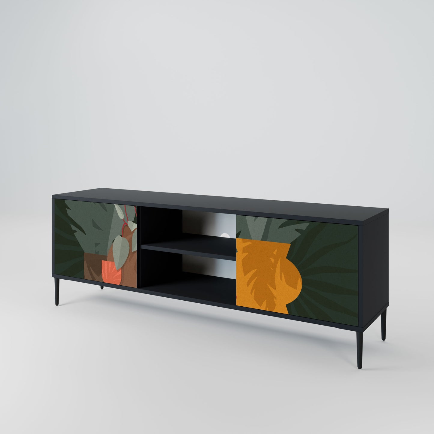 TROPICAL COMPOSITION 2-Door TV Stand in Black Finish
