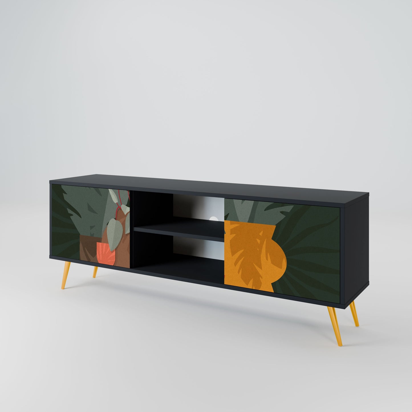 TROPICAL COMPOSITION 2-Door TV Stand in Black Finish
