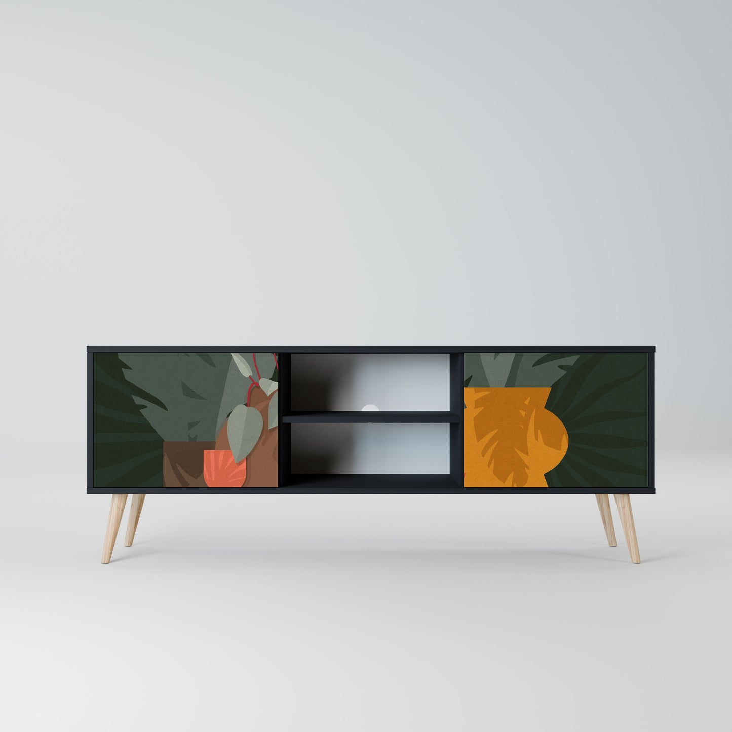 TROPICAL COMPOSITION 2-Door TV Stand in Black Finish