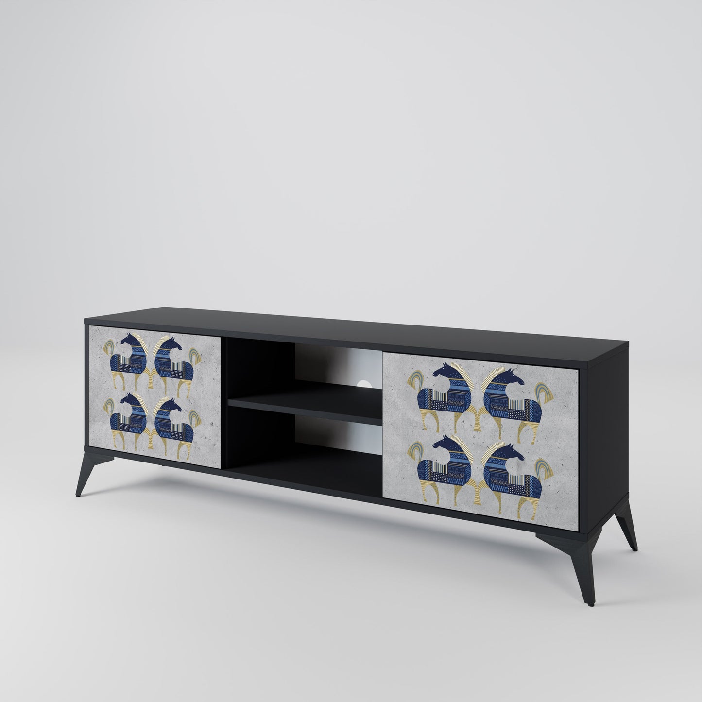 Mobile TV MAJESTIC STEED a 2 ante con finitura nera