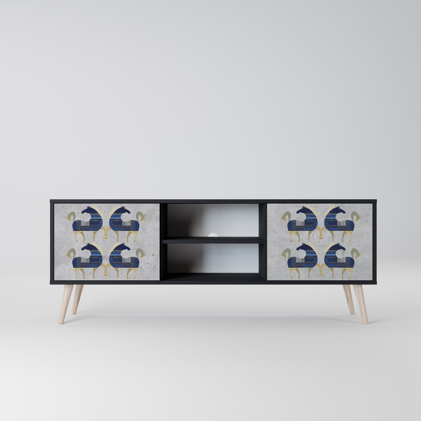 Mobile TV MAJESTIC STEED a 2 ante con finitura nera
