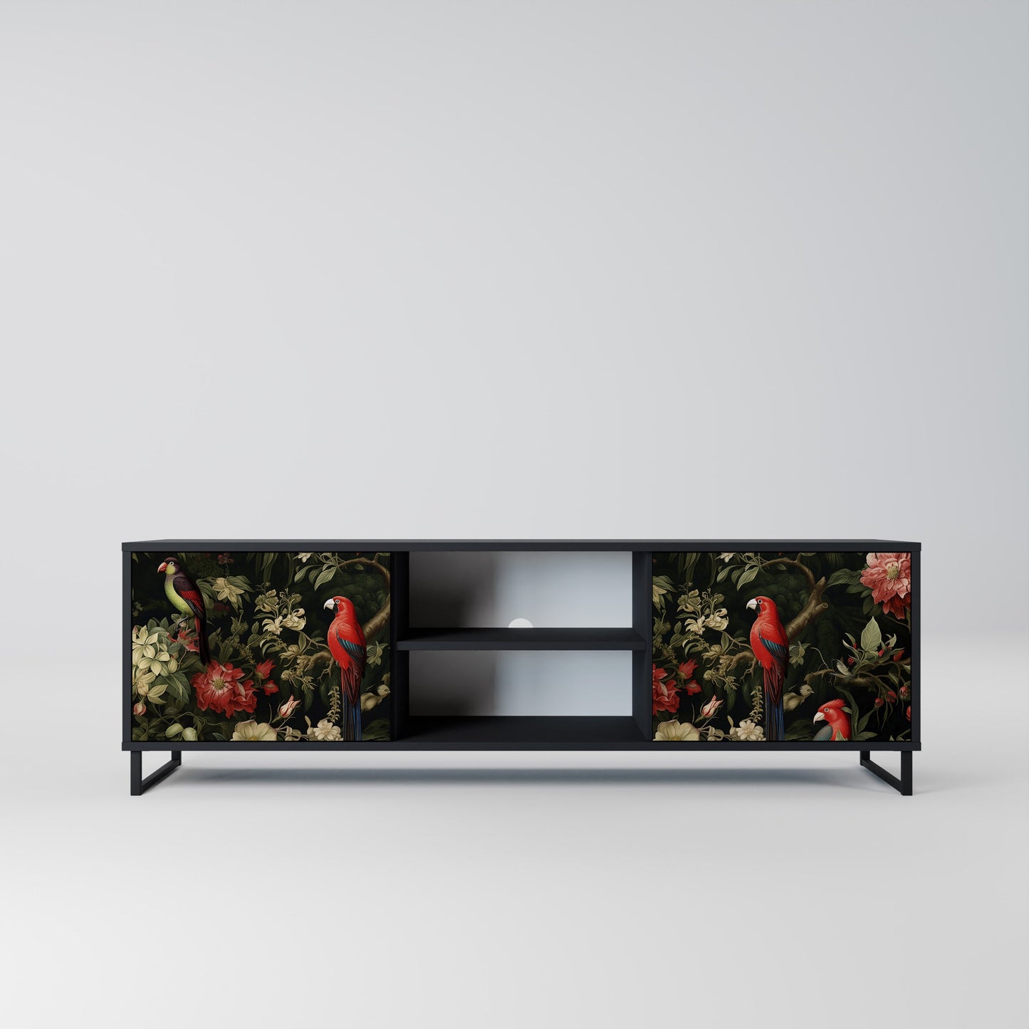 Mobile TV AVIAN GREENERY a 2 ante con finitura nera