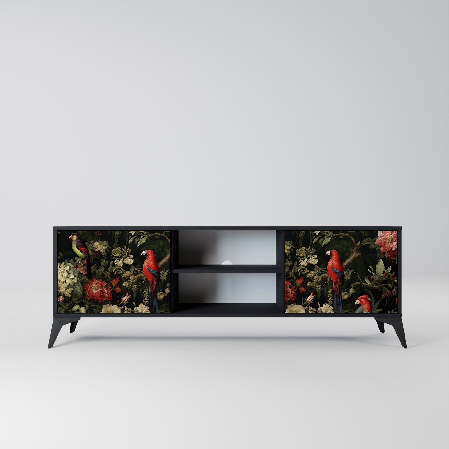 Mobile TV AVIAN GREENERY a 2 ante con finitura nera
