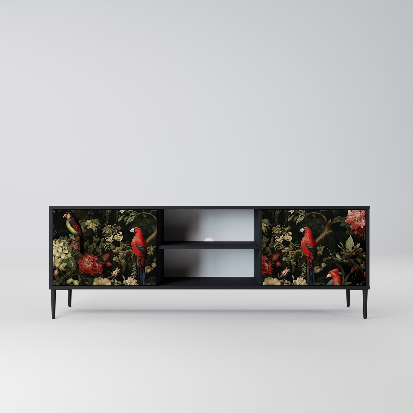 Mobile TV AVIAN GREENERY a 2 ante con finitura nera