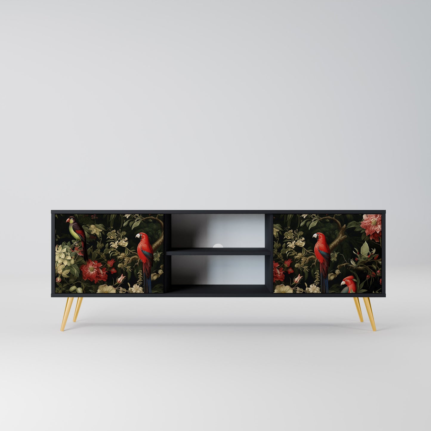 Mobile TV AVIAN GREENERY a 2 ante con finitura nera