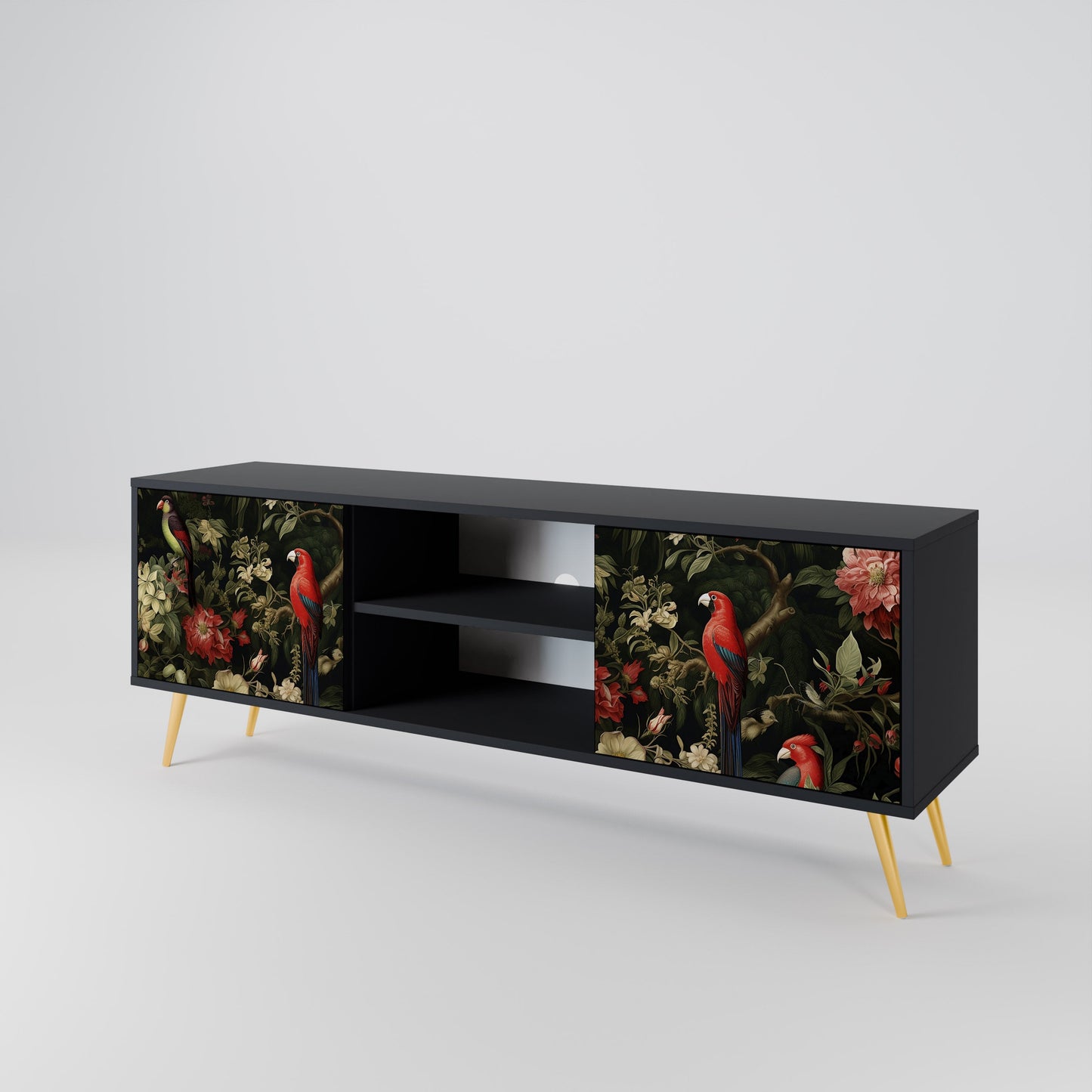 Mobile TV AVIAN GREENERY a 2 ante con finitura nera