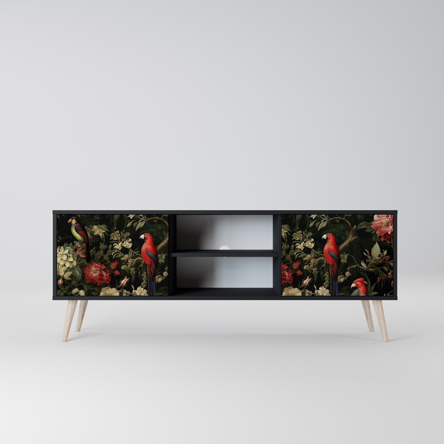 Mobile TV AVIAN GREENERY a 2 ante con finitura nera