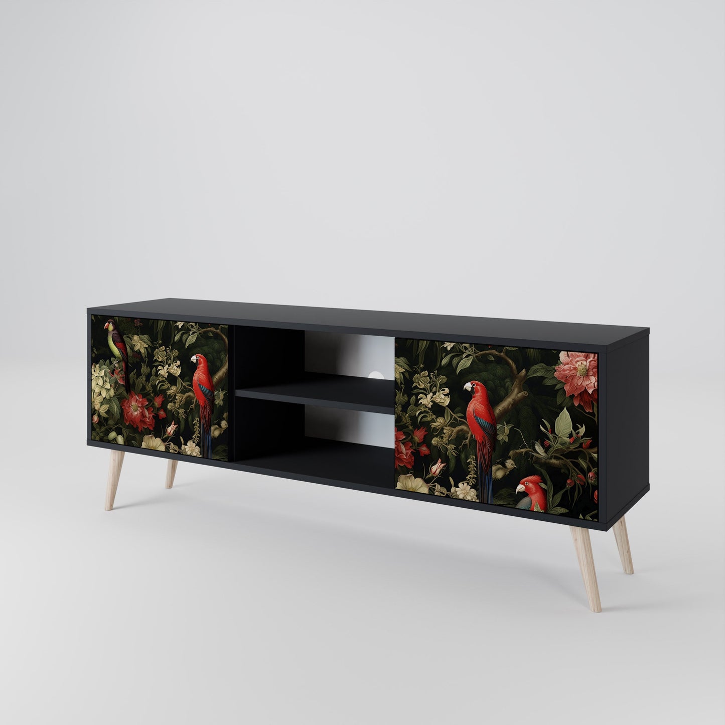 Mobile TV AVIAN GREENERY a 2 ante con finitura nera