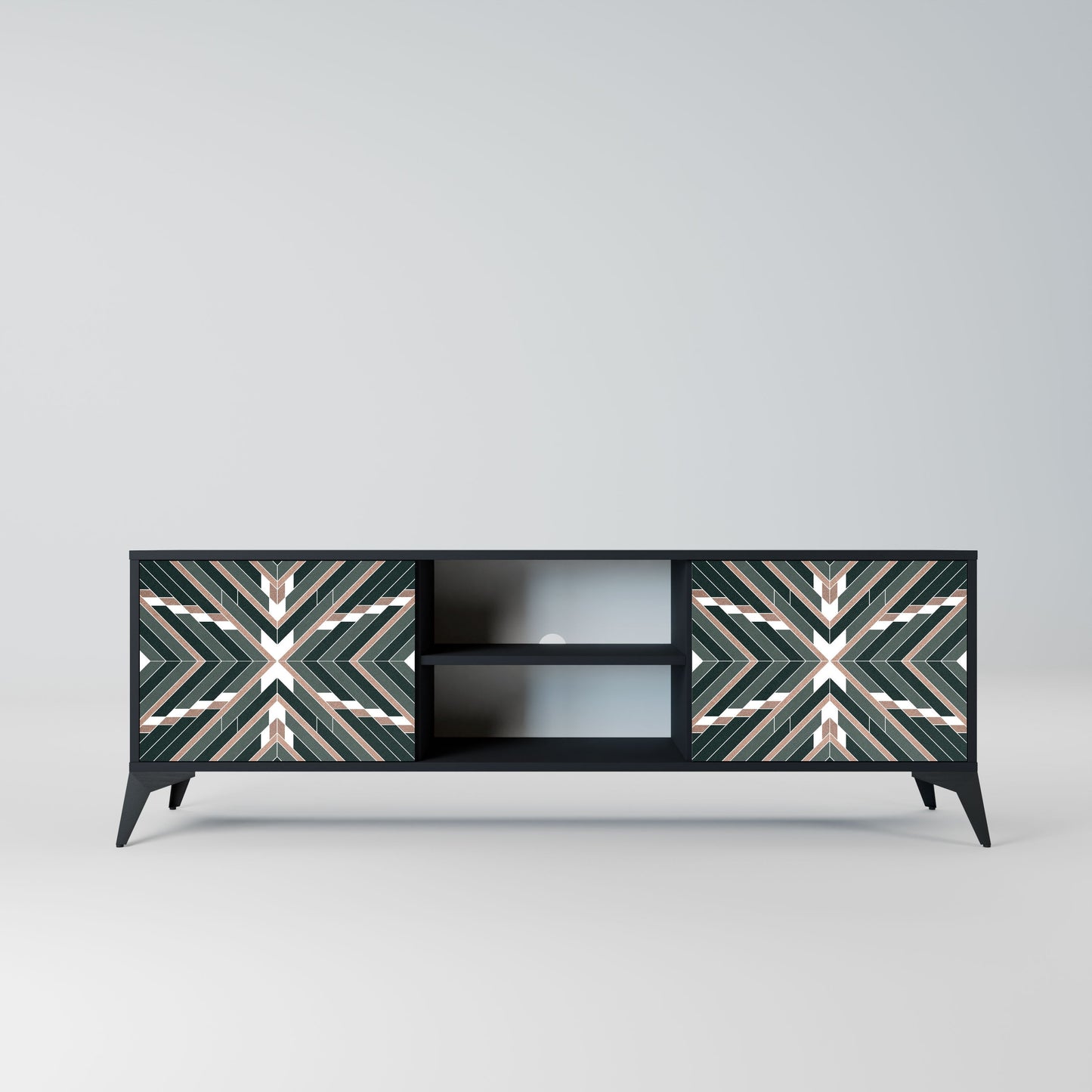 DIMENSION DELIGHTS 2-Door TV Stand in Black Finish