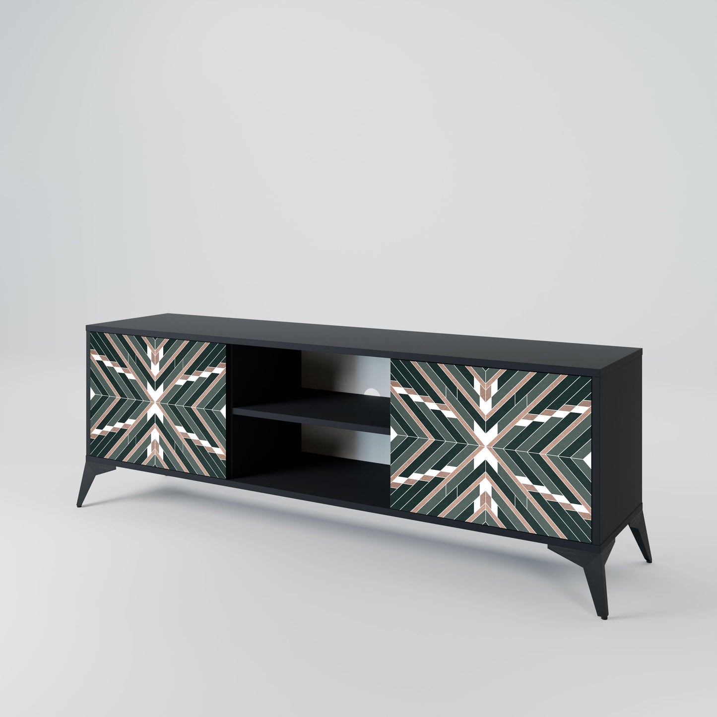 DIMENSION DELIGHTS 2-Door TV Stand in Black Finish